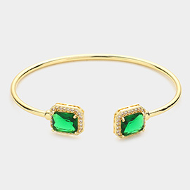 CZ Rectangle Tip Cuff Bracelet