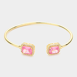 CZ Rectangle Tip Cuff Bracelet