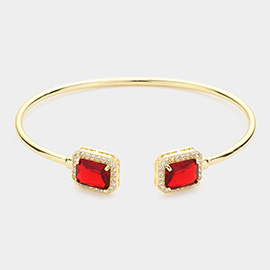 CZ Rectangle Tip Cuff Bracelet