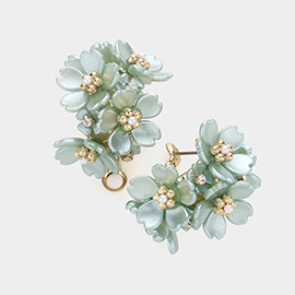 Flower Cluster Half Hoop Earrings