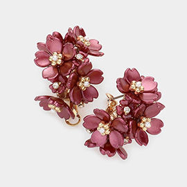 Flower Cluster Half Hoop Earrings