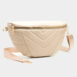 Chevron Patterned Solid Sling Bag