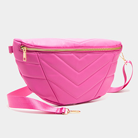 Chevron Patterned Solid Sling Bag