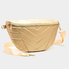 Chevron Patterned Solid Sling Bag