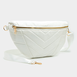 Chevron Patterned Solid Sling Bag