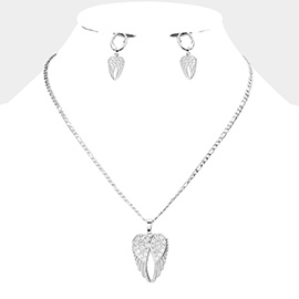 CZ Embellished Wings Pendant Necklace