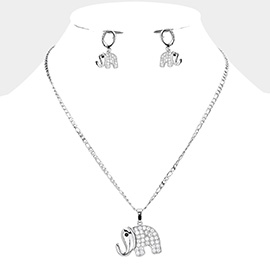 CZ Embellished Elephant Pendant Necklace