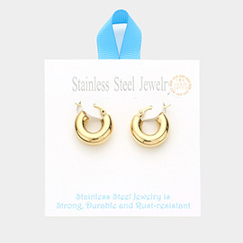 18K Gold Dipped Stainless Steel 0.75 Inch Metal Hoop Pin Catch Earrings
