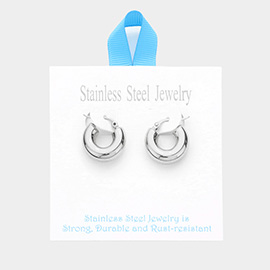 Stainless Steel 0.75 Inch Metal Hoop Pin Catch Earrings