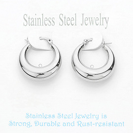 Stainless Steel Pin Catch Hoop Earrings