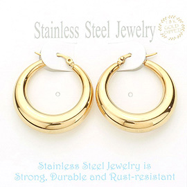 18K Gold Dipped Stainless Steel Hoop Pin Catch Earrings