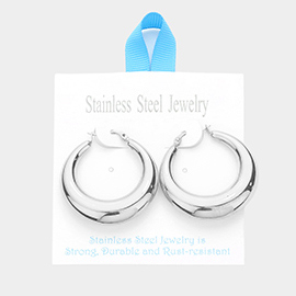 Stainless Steel 1.5 Inch Metal Hoop Pin Catch Earrings