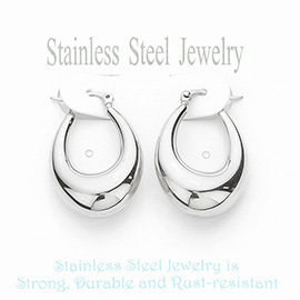 Stainless Steel Mini Oval Hoop Pin Catch Earrings