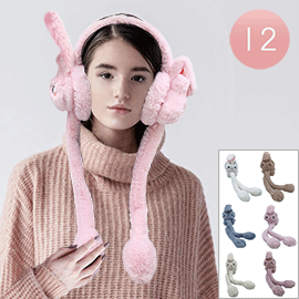 12PCS - Cute Bunny Animal Moving Ear Earmuffs