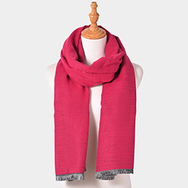 Reversible Frayed Oblong Scarf