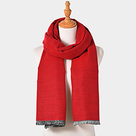 Reversible Frayed Oblong Scarf