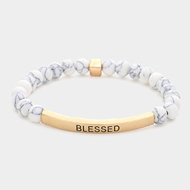 Blessed Message Natural Stone Stretch Bracelet