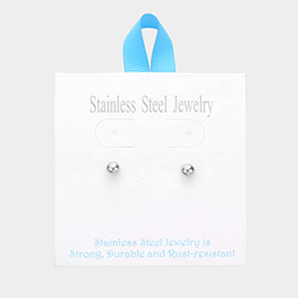 Stainless Steel 0.25 Inch Metal Ball Stud Earrings
