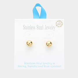 18K Gold Dipped Stainless Steel 0.4 Inch Metal Ball Stud Earrings
