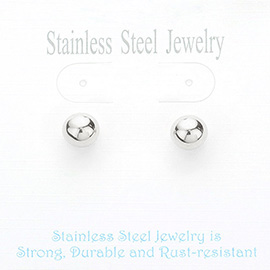 Stainless Steel 0.4 Inch Metal Ball Stud Earrings