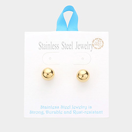 18K Gold Dipped Stainless Steel 0.5 Inch Metal Ball Stud Earrings