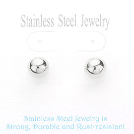 Stainless Steel 0.5 Inch Metal Ball Stud Earrings