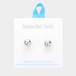 Stainless Steel 0.5 Inch Metal Ball Stud Earrings