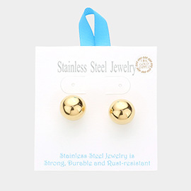 18K Gold Dipped Stainless Steel 0.6 Inch Metal Ball Stud Earrings