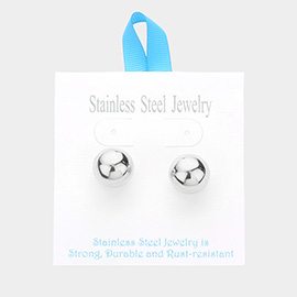 Stainless Steel 0.6 Inch Metal Ball Stud Earrings