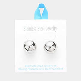 Stainless Steel 0.75 Inch Metal Ball Stud Earrings