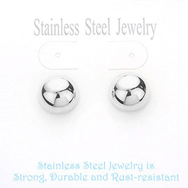 Stainless Steel 0.7 Inch Metal Dome Stud Earrings