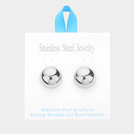 Stainless Steel 0.75 Inch Metal Dome Stud Earrings