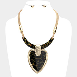 Leopard Patterned Heart Necklace