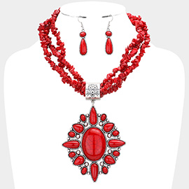 Natural Oval Stone Accented Necklace