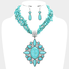 Natural Oval Stone Accented Necklace