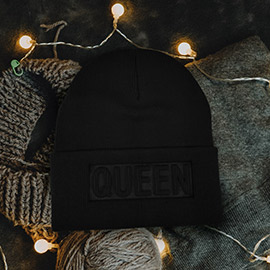 Queen Message Solid Knit Beanie Hat