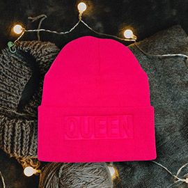 Queen Message Solid Knit Beanie Hat