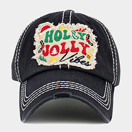 Holly Jolly Vibes Message Vintage Baseball Cap