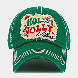 Holly Jolly Vibes Message Vintage Baseball Cap