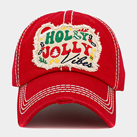 Holly Jolly Vibes Message Vintage Baseball Cap
