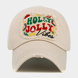 Holly Jolly Vibes Message Vintage Baseball Cap