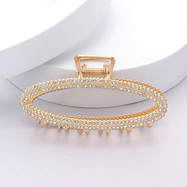 Rhinestone Embellished Open Oval Hair Claw Clip