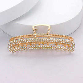 Rhinestone Embellished Open Rectangle Hair Claw Clip
