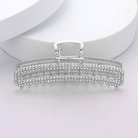 Rhinestone Embellished Open Rectangle Hair Claw Clip