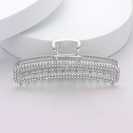 Rhinestone Embellished Open Rectangle Hair Claw Clip