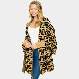 Bling Stone Embellished Patterned Sleeve Wrap Poncho