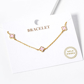 Gold Dipped Triple Quatrefoil Link Bracelet