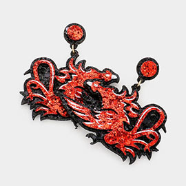 Glittered Phoenix Dangle Earrings