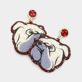 Glittered Bulldog Dangle Earrings