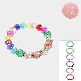 12PCS - Colorful Beaded Stretch Bracelets